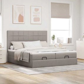 VidaXL Οθωμανικό κρεβάτι με στρώματα Taupe 200x200cm ύφασμα