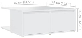 vidaXL Τραπεζάκι Σαλονιού Λευκό 80 x 80 x 31 εκ. από Επεξ. Ξύλο