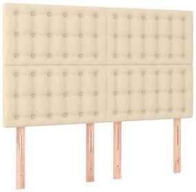 vidaXL Κρεβάτι Boxspring με Στρώμα &amp; LED Κρεμ 140x190 εκ. Υφασμάτινο