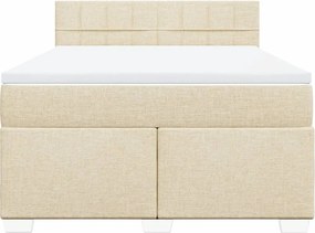 vidaXL Κρεβάτι Boxspring με Στρώμα Κρεμ 140x200 εκ. Υφασμάτινο