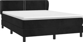 vidaXL Κρεβάτι Boxspring με Στρώμα Μαύρο 140x190 εκ. Βελούδινο