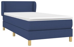 Κρεβάτι Boxspring με Στρώμα Μπλε 90x200 εκ.Υφασμάτινο - Μπλε