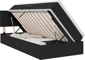 vidaXL LED Κρεβάτι αποθήκευσης με στρώμα Μαύρο 100 x 200 cm Ύφασμα