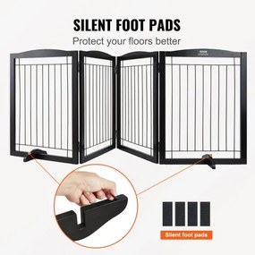 VEVOR Free Standing Dog Gate 32x96.5 inch Freestanding Pet Gate Foldable Brown