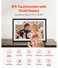 VEVOR 260 mm Digital Picture Frame 32GB Touchscreen 2-Pack Wi-Fi Photo Frames