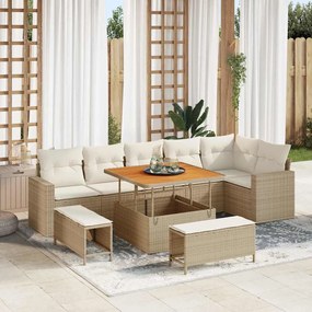 vidaXL Σετ Καναπέ Κήπου 9 pcs Μπεζ συνθετικό ρατάν