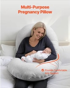 VEVOR Pregnancy Pillow C-Shaped Full Body Maternity Pillow Soft and Breathable
