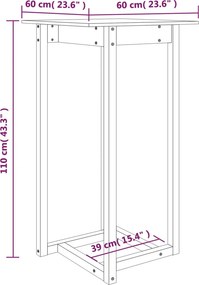 vidaXL Τραπέζι Μπαρ Λευκό 60 x 60 x 110 εκ. από Μασίφ Ξύλο Πεύκου