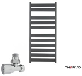 Thermo LARGO Θερμαινόμενη πετσετοκρεμάστρα από Mild Steel με υδραυλική λειτουργία, 120x50cm Black