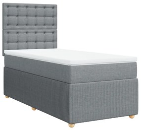 Κρεβάτι Boxspring με Στρώμα Ανοιχτό Γκρι 100x200 εκ. Υφασμάτινο - Γκρι