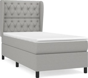 vidaXL Κρεβάτι Boxspring με Στρώμα Ανοιχτό Γκρι 80x200 εκ. Υφασμάτινο