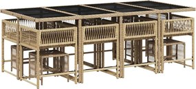 vidaXL Σετ Τραπεζαρίας Κήπου 13 τεμ. Μπεζ Συνθ. Ρατάν με Μαξιλάρια