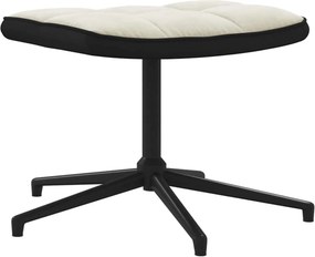 vidaXL Πολυθρόνα Relax Λευκό Κρεμ από Βελούδο και PVC με Σκαμπό