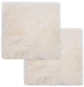 vidaXL Μαξιλάρια Καρέκλας 2 τεμ. Λευκά 40x40 εκ. Γνήσιο Δέρμα Προβάτου