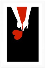 Αφίσα με πασπαρτού Ένωση δύο καρδιών - 40x60 white