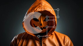 Intra Συλλεκτικό Ξύλινο Παζλ Plywood  4mm - Φιγούρα αποκριών με μάσκα κολοκύθας Σε Ξύλινο Κουτί - Διαστάσεις Puzzle: 10x10 cm – 25 κομμάτια