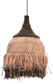 Φωτιστικό οροφής Kentel Inart sisal σε φυσικό-μαύρο χρώμα Φ35x50εκ