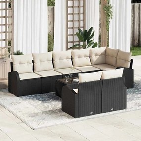 vidaXL Σετ Καναπέ Κήπου 9 pcs Μαύρο και Λευκό συνθετικό ρατάν