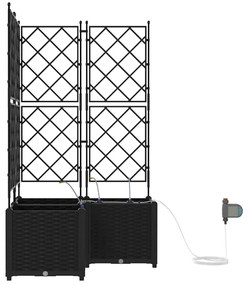 vidaXL Γλάστρα Κήπου 3 pcs Μαύρο Ατσάλι