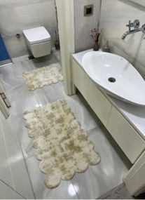 Stewehome Σετ 2 τεμαχίων πε plush χαλιών μπάνιου με αντιολισθητική βάση Πολύχρωμο 60x100x12 cm