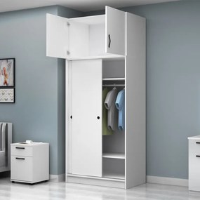 Ντουλάπα ρούχων Regio Megapap δίφυλλη συρόμενη με πατάρι χρώμα λευκό 100x60x240εκ.