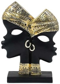 Διακοσμητική Φιγούρα African 374-225-461 13x5x18cm Black-Gold Πολυρεσίνη
