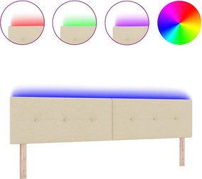 vidaXL LED κεφαλάρι με φώτα λωρίδας LED Κρεμ 200 cm Πολυεστέρας