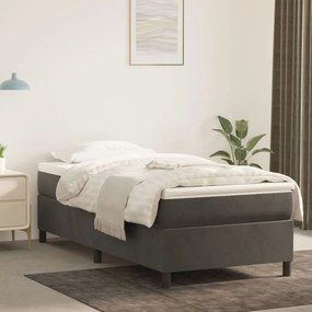 vidaXL Κρεβάτι Boxspring με Στρώμα Σκούρο Γκρι 90x190 εκ. Βελούδινο