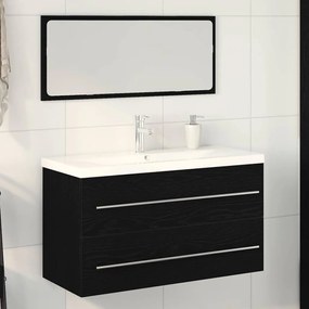 vidaXL Ντουλάπα νιπτήρα με λεκάνη 3 pcs Μαύρη δρυς 90 x 38.5 x 48 cm