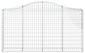 Συρματοκιβώτια Τοξωτά 3 τεμ. 200x30x100/120 εκ. Γαλβαν. Ατσάλι - Ασήμι