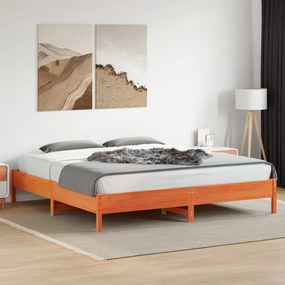 vidaXL Σκελετός Κρεβ. Χωρίς Στρώμα Καφέ Κεριού 200x200 εκ Μασίφ Πεύκο