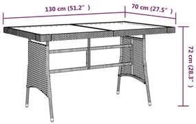 vidaXL Τραπέζι Κήπου Μαύρο 130x70x72 εκ. Συνθετικό Ρατάν/Ξύλο Ακακίας