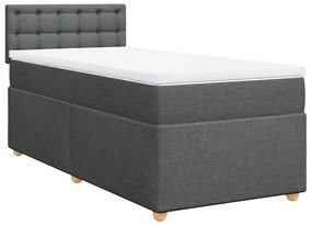 Κρεβάτι Boxspring με Στρώμα Σκούρο Γκρι 90x190 εκ. Υφασμάτινο - Γκρι