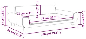 Καναπές Παιδικός Σκούρο Γκρι 100 x 54 x 33 εκ. από Βελούδο - Γκρι