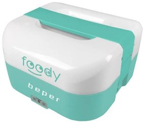 Ηλεκτρικό δοχείο φαγητού Beper BC.160A, 1600 ml,  4 ανεξάρτητα διαμερίσματα, Βύσμα για χρήση στο αυτοκίνητο, Λευκό/Πράσινο