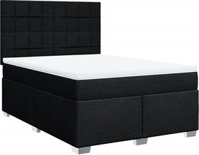 vidaXL Κρεβάτι Boxspring με Στρώμα Μαύρο 140x200 εκ. Υφασμάτινο