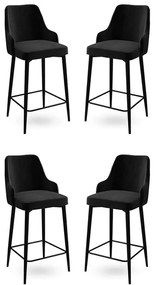 Σκαμπό Μπαρ Enox Babyface (Σετ 4Τμχ) 240CHR1309 45x43x105cm Black Μέταλλο,Ύφασμα