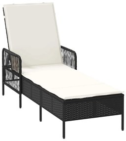 vidaXL Ξαπλώστρα με μαξιλάρι Μαύρο 157 x 55 x 92 εκ. συνθετικό ρατάν