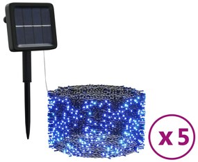 vidaXL Λαμπάκια Ηλιακά Εξωτ./Εσωτ. Χώρου 5 τεμ. Μπλε 5x200 LED