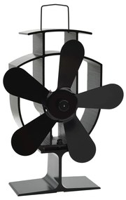 vidaXL Αερόθερμο Σόμπας Μαύρο με 5 Πτερύγια