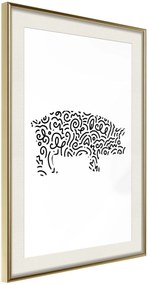 Αφίσα - Curly Pig  - 20x30 - Χρυσό - Με πασπαρτού