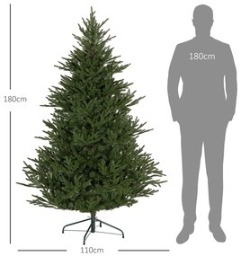 HOMCOM Χριστουγεννιάτικο δέντρο 183 cm, ρεαλιστική εμφάνιση, γρήγορη συναρμολόγηση, περιλαμβάνεται βάση, πυράντοχο πλαστικό