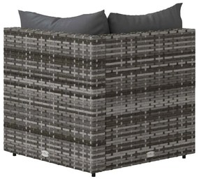 vidaXL Καναπέδες Κήπου Γωνιακοί 2 τεμ. Γκρι Συνθ. Ρατάν με Μαξιλάρια