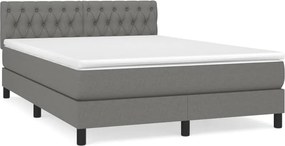 vidaXL Κρεβάτι Boxspring με Στρώμα Σκούρο Γκρι 140x200 εκ Υφασμάτινο
