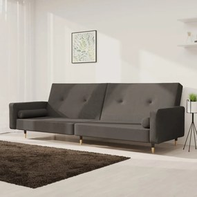 Καναπές Κρεβάτι Διθέσιος Σκούρο Γκρι Βελούδινος &amp; 2 Μαξιλάρια
