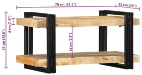 Ράφι τοίχου 70x33x35 cm Στερεό ακατέργαστο ξύλο Mango - Καφέ
