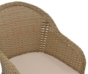 Πολυθρόνα κήπου Hadrian pakoworld rattan καφέ- textilene μπεζ 70x57x85εκ