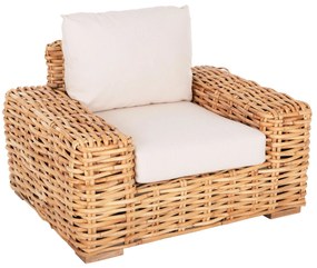 Καρέκλα - Πολυθρόνα TROPEL C9810 Ξύλο Mango με Φυσικό Rattan και Λευκά Μαξιλάρια 110x88x70-85Υεκ. 110x88x85 εκ.