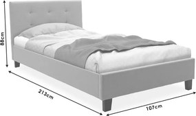 Κρεβάτι Mago pakoworld ύφασμα εκρού 100x200εκ