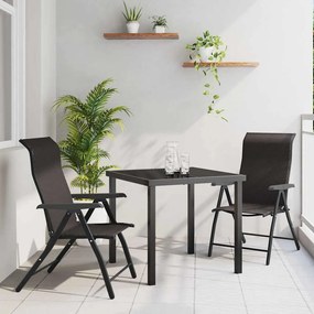 vidaXL Σέτ φαγητού για κήπο 3 pcs Μαύρος καφές Πολυ ράταν